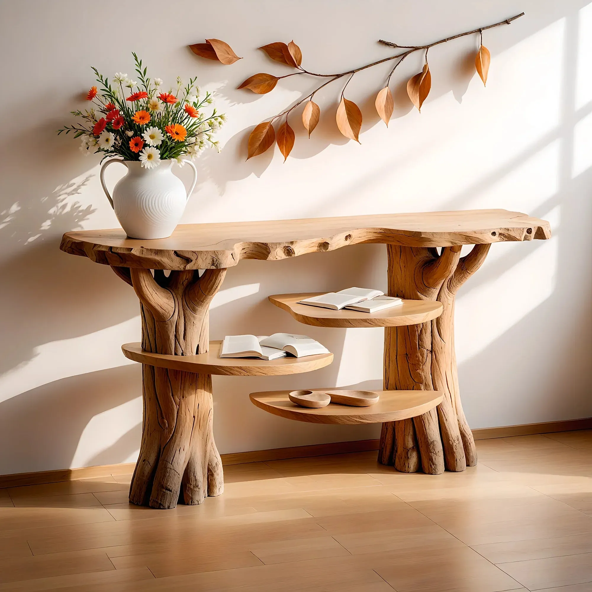 Slim Entry Console With Raised Shelf Weathered Wood Look