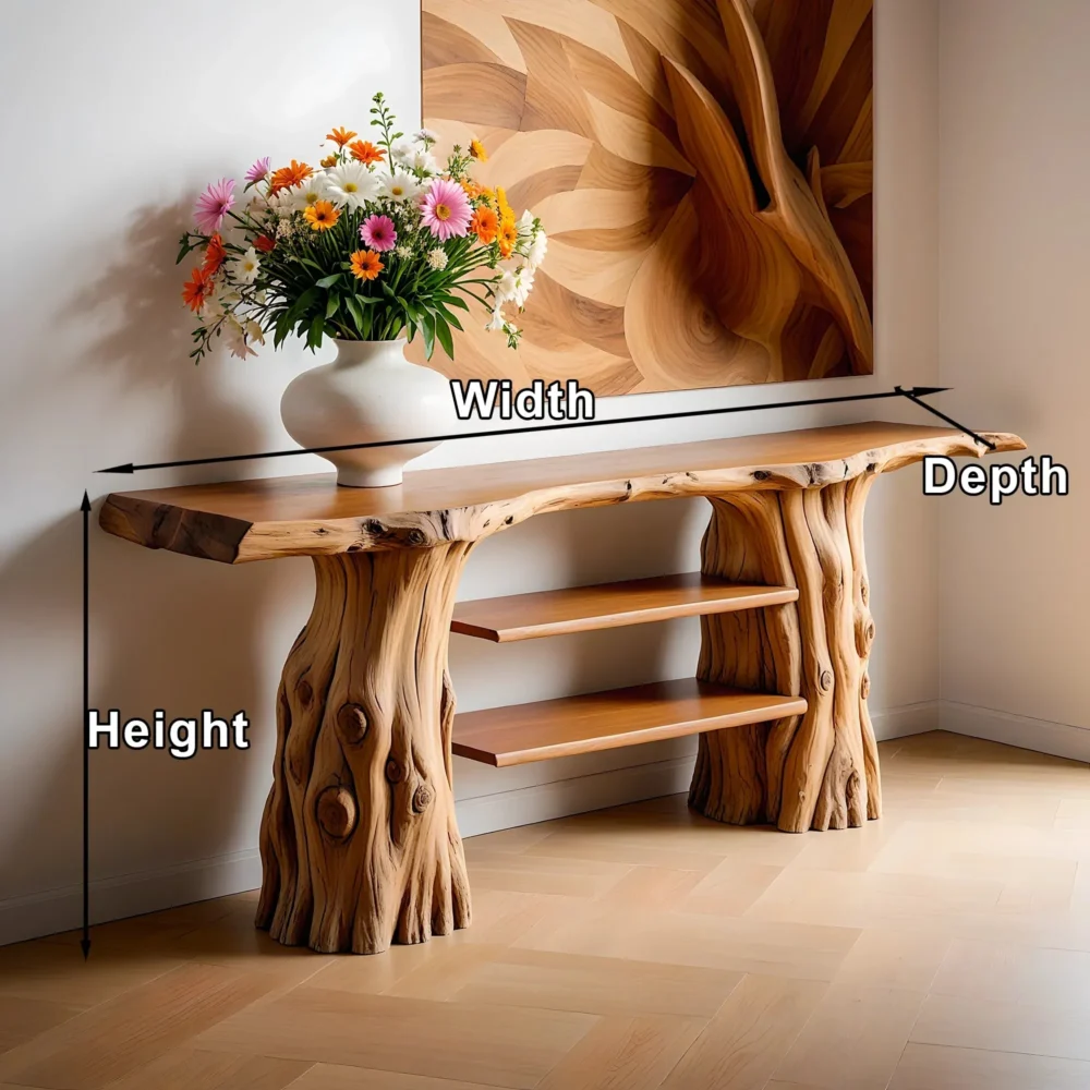 Rustic Solid Wood Entry Console With Recycled Timber - Image 2