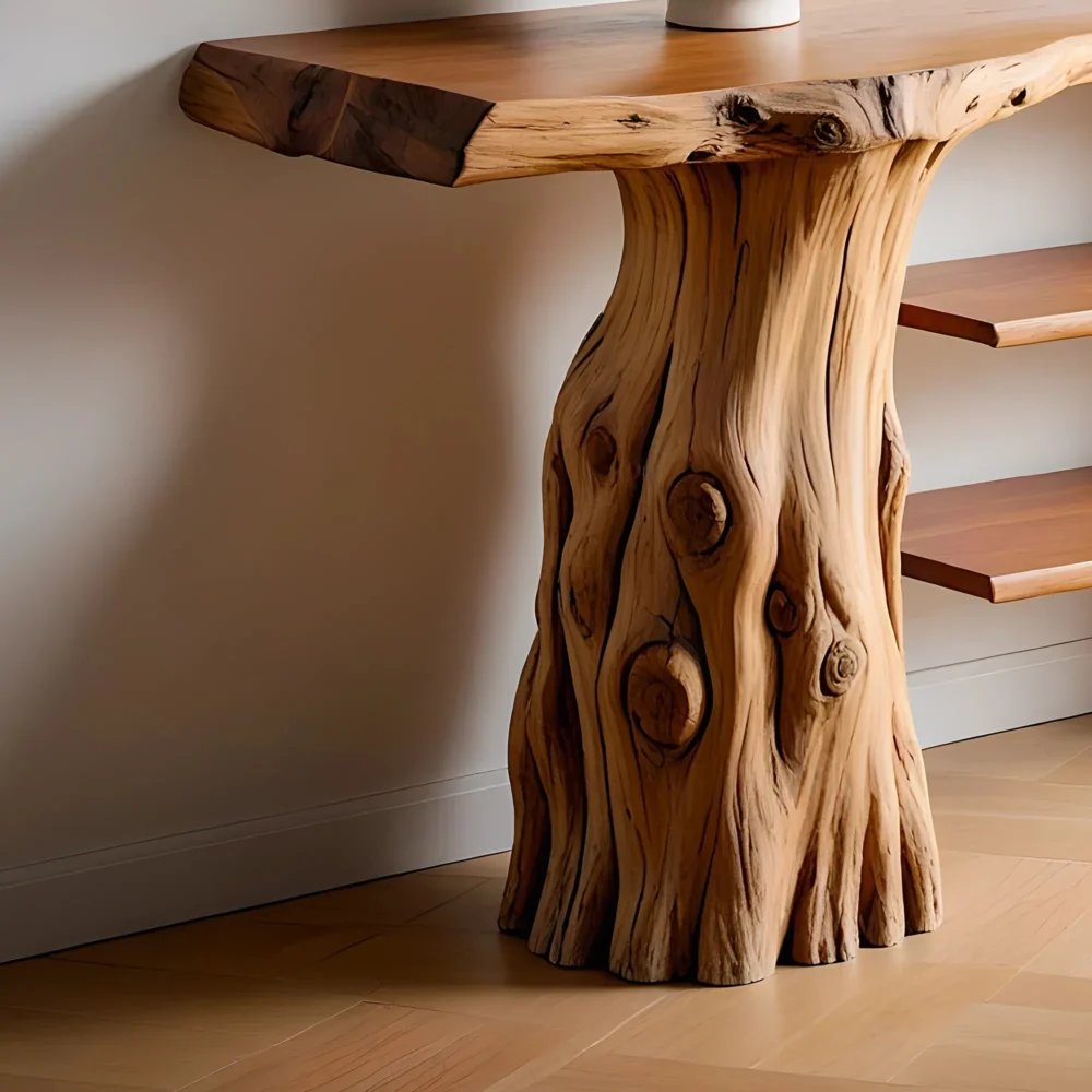 Rustic Solid Wood Entry Console With Recycled Timber - Image 3