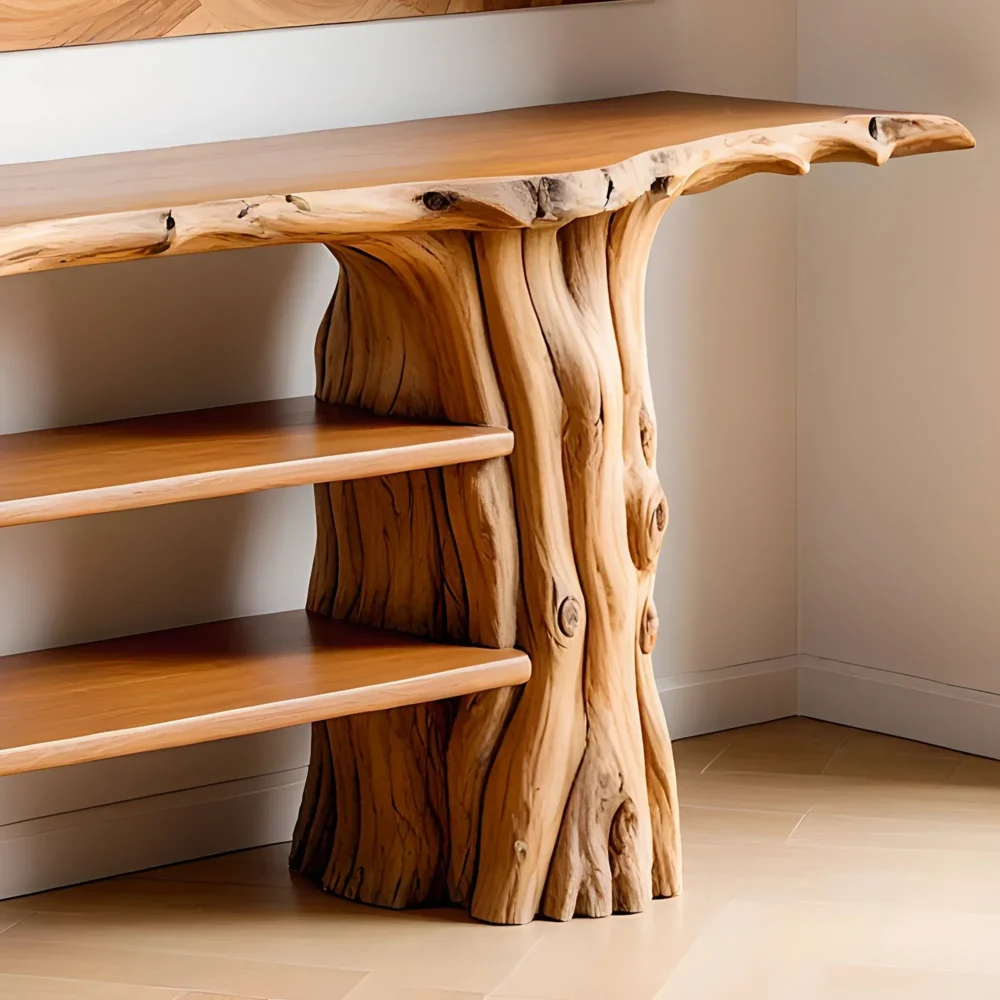 Rustic Solid Wood Entry Console With Recycled Timber - Image 4
