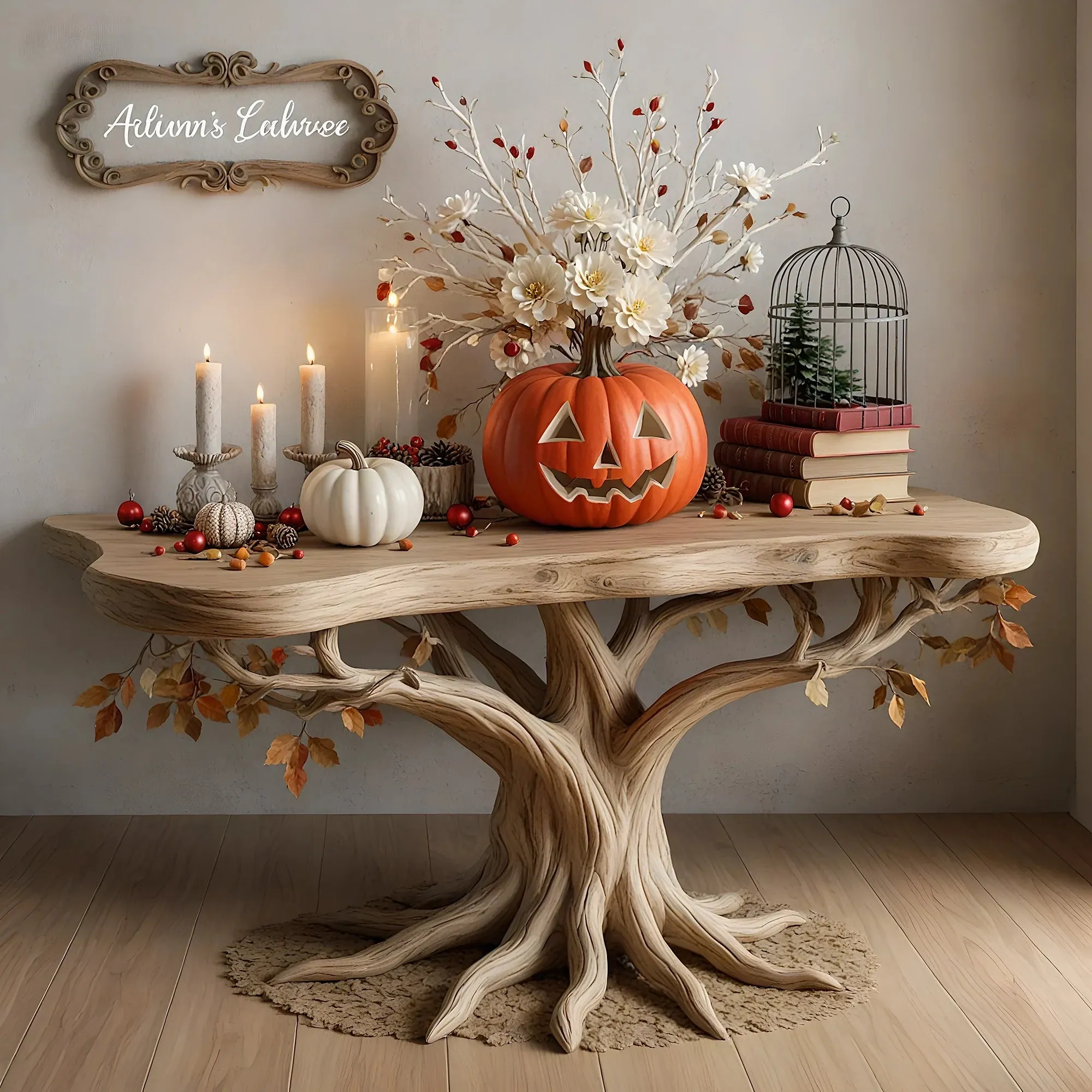 Weathered Wood Entry Console Branch Inspired Base